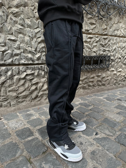 Pantalón de Buzo Flared Negro Hombre - 100% Algodón - WhiteStyle