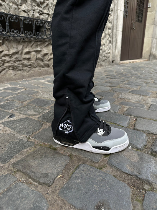 Pantalón de Buzo Flared Negro Hombre - 100% Algodón - WhiteStyle