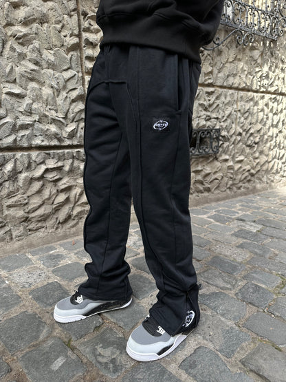 Pantalón de Buzo Flared Negro Hombre - 100% Algodón - WhiteStyle