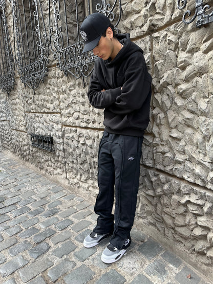 Pantalón de Buzo Flared Negro Hombre - 100% Algodón - WhiteStyle