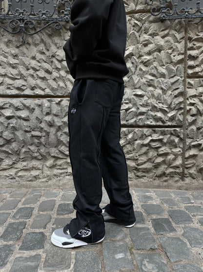 Pantalón de Buzo Flared Negro Hombre - 100% Algodón - WhiteStyle